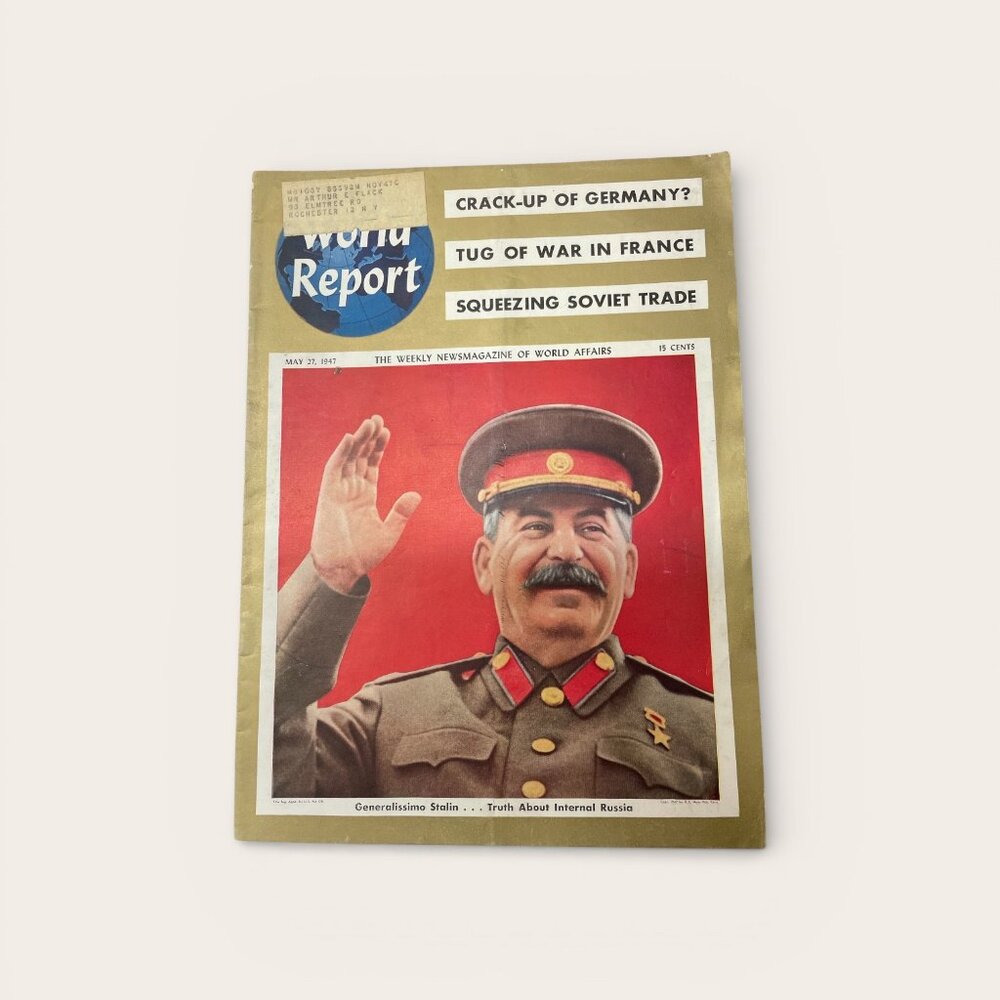 Vintage World Report Magazine, May 27, 1947 featuring Generalissimo Stalin